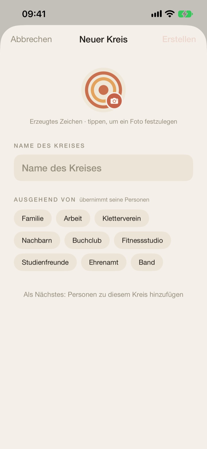 Neuer Kreis: Mit bekannten Personen starten